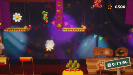 Yoshi's Crafted World: Welt 6 - Level 3: Hopp-Hopp-Galopp (Match): Die zweite Blume findet ihr etwa zur Mitte dieses Match-Levels.