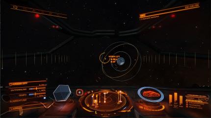 Im Supercruise-Flugmodus von <em>Elite: Dangerous</em> werden euch die Umlaufbahnen der umliegenden Planeten angezeigt.