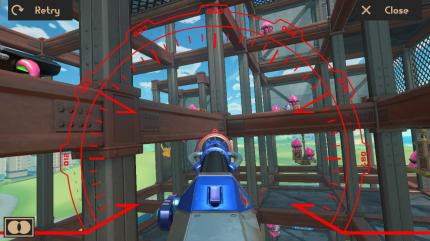 Mit dem Blaster gehen wir auf Alienjagd. Wie bei allen der Karton-Minispiele ist die Bewegungserkennung erstaunlich gut gelungen.