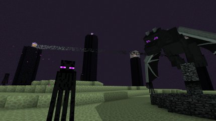 In<em> Minecraft</em> gibt es drei Dimensionen: Oberwelt, Nether und das Ende. Die schlaksigen Endermen bewohnen das Ende. Sie können sich teleportieren und greifen nur an, wenn sie selbst attackiert werden.