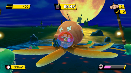 Boss-Alarm: In Banana Blitz HD gibt es, anders als in den Vorgängern, auch fiese Endgegner. Leider bringen die Bosskämpfe euren Affenball zum Stehen. Schade. <br> &nbsp;