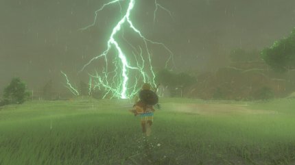 Die Entwickler legten viel Wert darauf, dass Gameplay-Systeme miteinander interagieren. Tragt ihr beispielsweise ein Schwert, während ein Gewitter aufzieht, müsst ihr euch nicht wundern, wenn ihr plötzlich vom Blitz getroffen werdet.