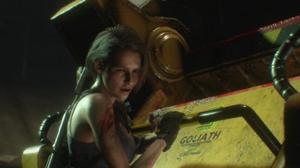 Nach dem Kampf flieht Jill über den Kran.