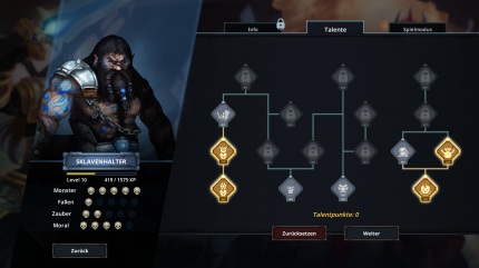 Mit den gesammelten Erfahrungspunkten levelt ihr eure Dungeon-Master auf, damit sie gegen die anstürmenden Horden von Helden bestehen können.