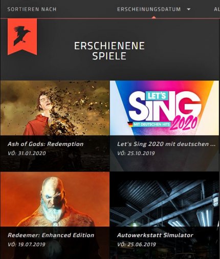 Keine Spur von Cooking Mama auf der offiziellen Webseite von Ravenscourt, dem auf den Grafiken der Packshots angegebenen Publisher.