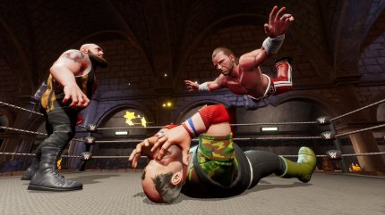 Battlegrounds ist klar auf Multiplayer-Schlachten ausgelegt. Bis zu vier Wrestler können gleichzeitig im Ring sein.