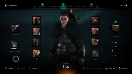 Vor allem Köcher und Mahlzeitenbeutel solltet ihr in Assassin's Creed Valhalla schnell verbessern.