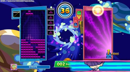 Der Urknall-Modus erfordert von Tetris-Spielern blitzschnelle Eingaben, die Puyo-Fraktion brilliert eher durch vorausschauendes Platzieren. Nach Ablauf des Countdowns werden die abgeräumten Steine gezählt und entsprechend viel Schaden ausgeteilt.