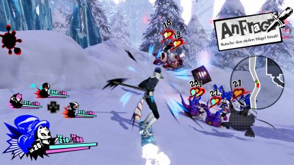 Gelegentlich wartet das Spiel mit netten Ideen auf. Im Schnee-Dungeon von Hokkaido brettert ihr mit dem Snowboard durch Feinde.