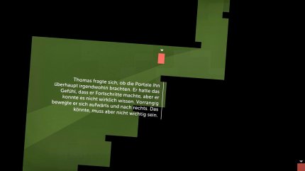 In den ersten Levels analysiert Thomas gekonnt, in welch seltsamer Lage er sich befindet. Im Verlauf des Abenteuers versucht er, der Spielwelt zu entkommen.