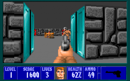 Mit Commander Keen (1990) finanzierte id Software die Entwicklung von Wolfenstein 3D. Der „Nazi-Shooter“ war geradlinig und simpel, aber provokant und technisch aufregend genug, um Aufmerksamkeit zu kreieren.