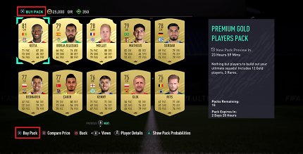 Ein Screenshot aus dem Modus Ultimate Team in FIFA