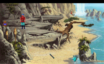 King’s Quest V: Absence Makes the Heart Go Yonder! (1990) ist nicht nur das erste Adventure mit Sprachausgabe, sondern auch das erste, das auf CD-ROM ausgeliefert wird und mit handgezeichneten Hintergründen aufwartet.<br> &nbsp;