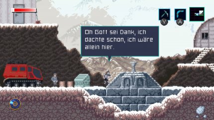 Rechts von Indra markiert der Brunnen einen Speicherpunkt. Hier kommt ihr nach dem Bildschirmtod wieder zu euch und hier sichert ihr euren Fortschritt.