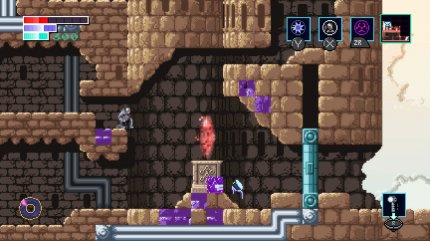 Bei diesen Altären kann Indras Drohne das Breach-Universum betreten. Die lila Pixel sind ein beabsichtigter Effekt, um die Verzerrung der Realität anzudeuten.