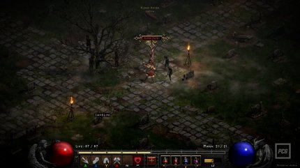 Die Jägerin aus Diablo 1 ist kein gutes Schicksal vergönnt. Sie triebt ihr Unwesen als 'Blutrabe' auf dem Friedhof der Schwesternschaft.&nbsp;