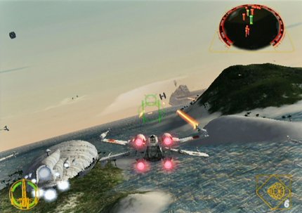 Die Planeten im Star-Wars-Spiel Rogue Leader glänzten aufgrund ihrer strahlenden sowie farbenfrohen Umgebung auf dem Gamecube.