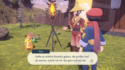 Die Dorfbewohner haben allesamt schräge Anfragen, dessen Erfüllung euch verschiedene Belohnungen einbringen. Dieser hier möchte beispielsweise ein besonders großes Bamelin sehen.