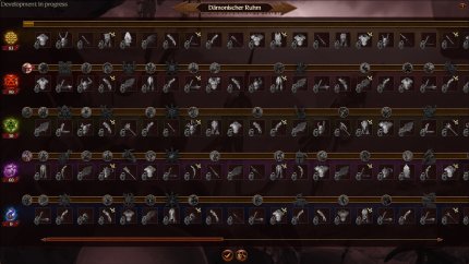 Die Übersicht über die dunklen Gaben des Chaos. Je mehr Dämonischen Ruhm ihr sammelt, desto mehr Geschenke könnt ihr für euren Dämonenprinzen freischalten.