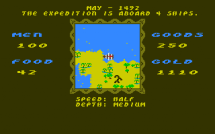 Jede Mal eine neue Herausforderung: Das Strategiespiel Seven Cities of Gold (1984) von Ozark Softscape erzeugt auf Wunsch bei jedem Anlauf eine neue offene Welt mit Hilfe eines Kartengenerator-Algorithmus.
