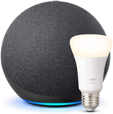 <strong>Echo (4. Generation)</strong> für 79,99€ statt 99,99€ - und die Philips Hue Lampe E27 kriegt man gratis dazu!