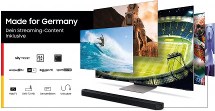 Wer bis 31.03.22 einen Samsung-TV kauft, der erhält Streaming-Dienste wie Sky Ticket, HD+ und Magenta TV bis zu 6 Monate gratis dazu.