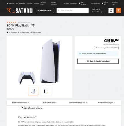 Bei Saturn kann man derzeit - immer wieder mal - die PS5 Disc Edition kaufen.