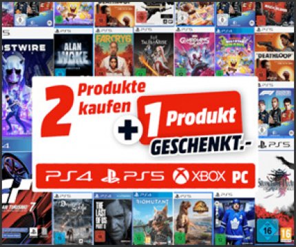 3 für 2-Aktion: 2 Spiele kaufen + 1 Spiel geschenkt bekommen.