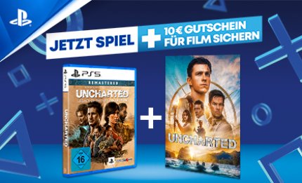 Amazon verkauft die Uncharted Legacy of Thieves Collection (PS5) nicht nur am günstigsten, sondern legt noch einen 10-Euro-Gutschein für den Uncharted-Film obendrauf.