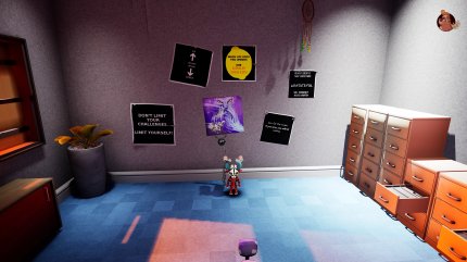 Nates Büro des schlechten Geschmacks. Wandtattoos und kitschige Wolfsposter inklusive!