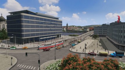 Kreuzung mit Straßenbahn in Cities: Skylines 1
