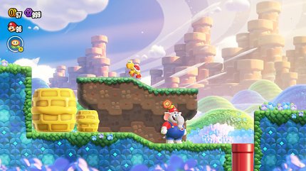 Mario in Elefanten-Form, wie er vor der roten Röhre steht, nachdem die Honigwaben entfernt wurden