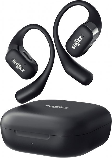 Ungewöhnliches Design: Die OpenFit von Shokz haben sich optisch von vielen Konkurrenzprodukten ab.