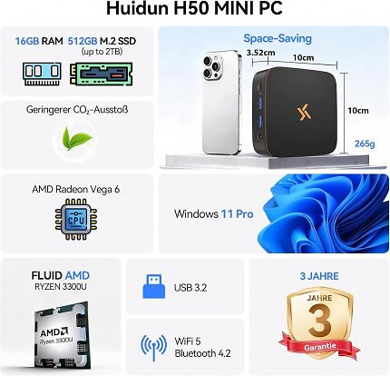 Die Ausstattung des Huidun H50 im Überblick.