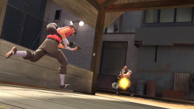 Mit der Orange Box erschien auch der Team-Shooter Team Fortress 2. Der neue Comic-Look stieß bei der Community zunächst auf wenig Gegenliebe.