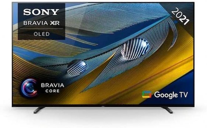 Sony XR-55A80J BRAVIA 139cm (55 Zoll) Fernseher (OLED, 4K Ultra HD (UHD), High Dynamic Range (HDR), Google TV, Smart TV, 2021 Modell), Schwarz