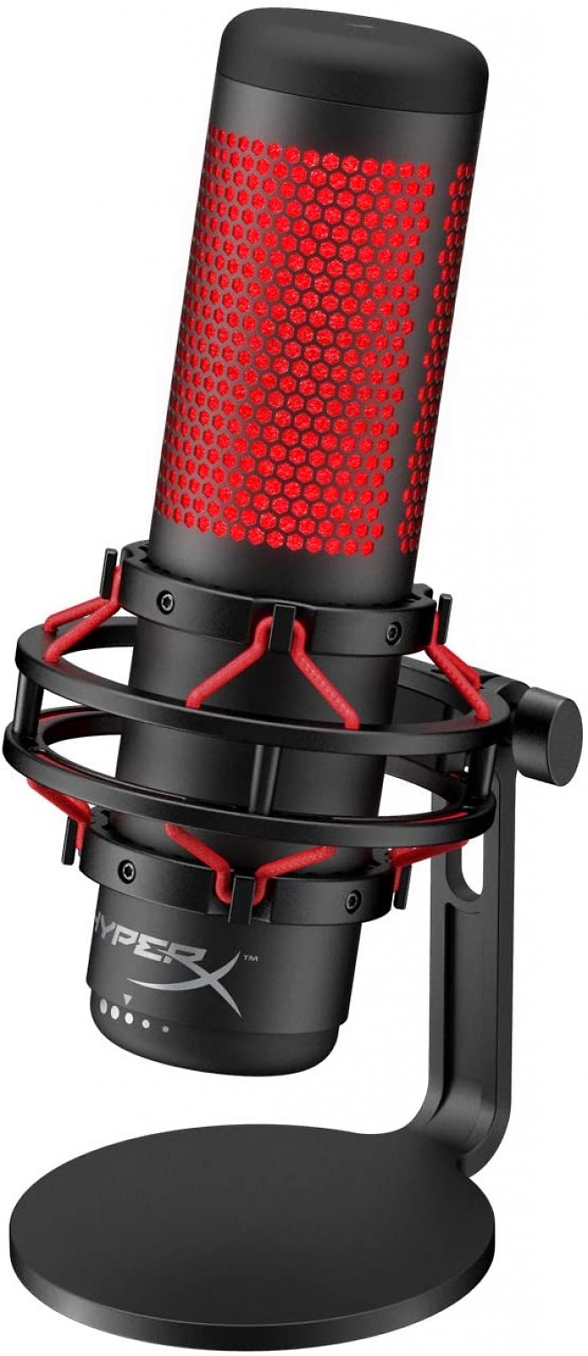 HyperX HX-MICQC-BK QuadCast - Standalone Mikrofon mit umfangreichen Funktionen für Streamer Gamer