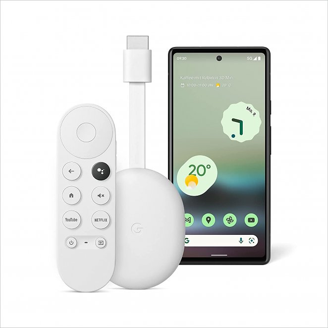 Google Pixel 6a - Freigeschaltetes Android-5G fähiges-Smartphone mit 12-Megapixel-Kamera - Sage + Chromecast mit Google TV bringt Unterhaltung per Sprachsuche auf deinen TV