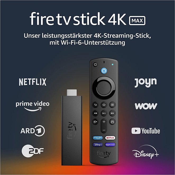1. Platz: Fire TV Stick 4K Max mit Wi-Fi 6 und Alexa-Sprachfernbedienung (mit TV-Steuerungstasten)