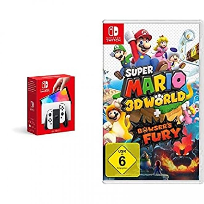 Nintendo Switch (OLED-Modell) Weiss + Super Mario 3D World + Bowser's Fury - [Nintendo Switch]