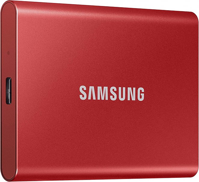 Samsung Portable SSD T7 (MU-PC1T0R/WW), 1TB, USB 3.2 Gen.2, 1.050 MB/s Lesen, 1.000 MB/s Schreiben, externe Festplatte für Mac, PC, Smartphone und Spielekonsole, Metallic Red