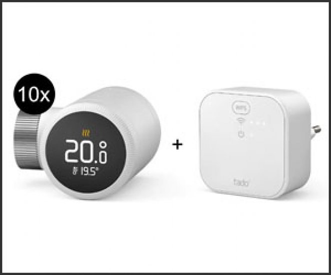tado° Starter Kit Smartes Heizkörper-Thermostat X - 10er-Set + Bridge inkl. Auto-Assist