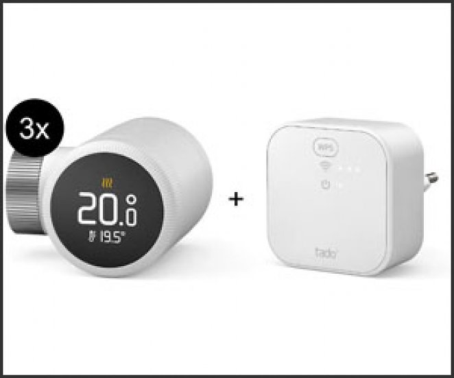 tado° Starter Kit Smartes Heizkörper-Thermostat X - 3er-Set + Bridge inkl. Auto-Assist