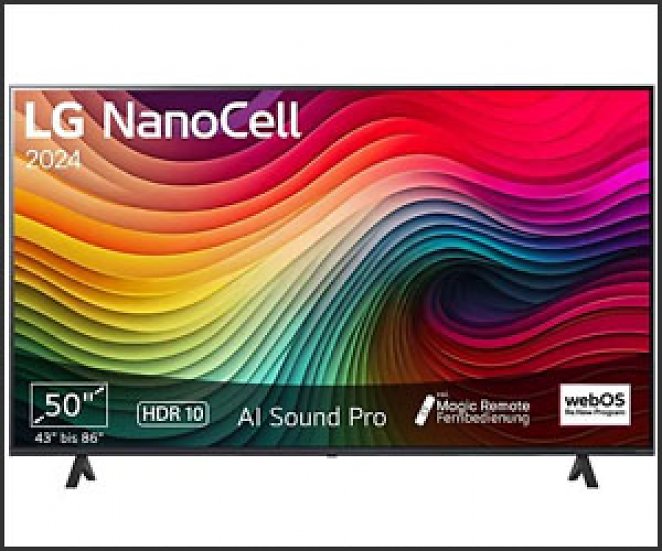 LG 50NANO81T6A NanoCell TV (Flat, 50 Zoll / 127 cm, UHD 4K, SMART TV, webOS 24 mit LG ThinQ)