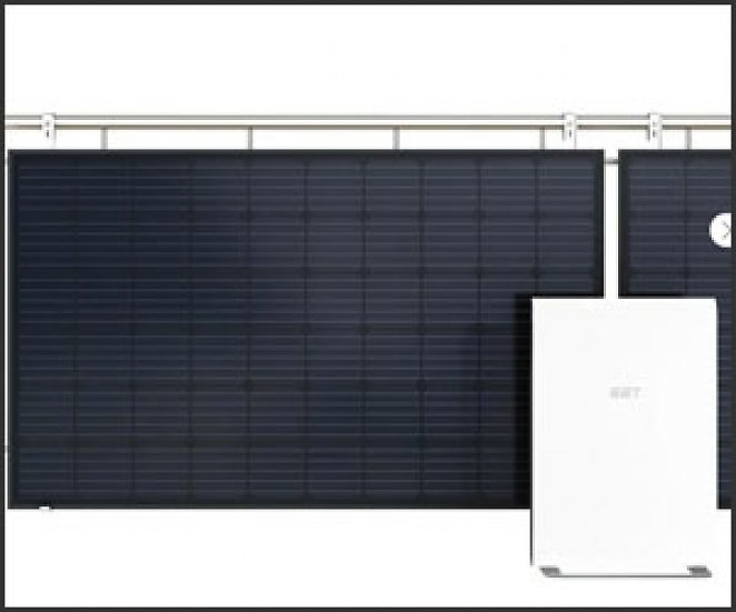 EET Solar SolMate Balkon - Balkonkraftwerk mit Speicher und Balkonhalterungen (2x 430Wp)
