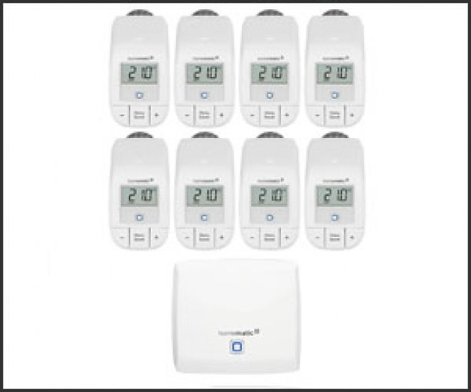 Homematic IP Starter Set Heizen mit 8 Heizkörperthermostaten Basic