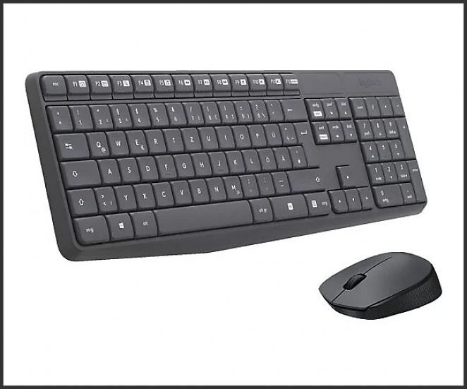 LOGITECH MK235 Combo Wireless, Tastatur & Maus Set, kabellos, Anthrazit