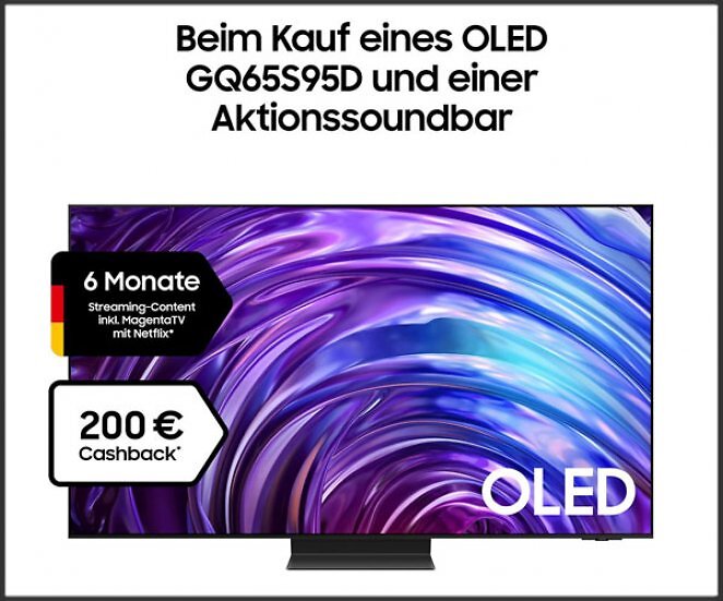 SAMSUNG GQ65S95D OLED TV (Flat, 65 Zoll / 163 cm, OLED 4K, SMART TV, Tizen)