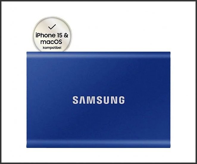 SAMSUNG Portable SSD T7 PC/Mac Festplatte, 1 TB SSD, extern, Indigo blue