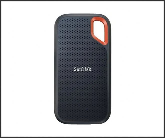 SANDISK Extreme Portable V2 Festplatte, 2 TB SSD, extern, Grau/Orange